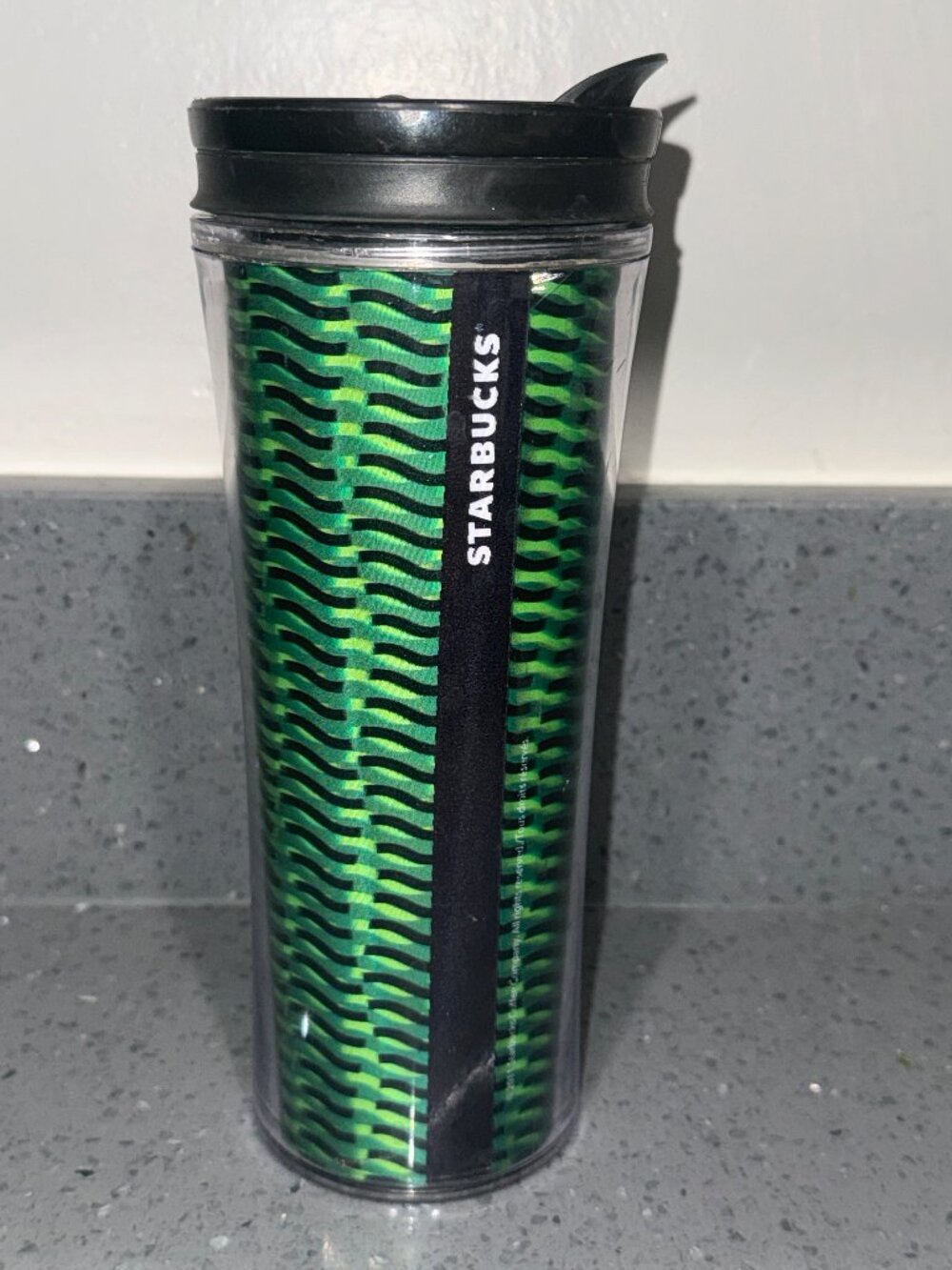 2011 Starbucks Green Holographic Coffee Tumbler 16oz Travel Mug